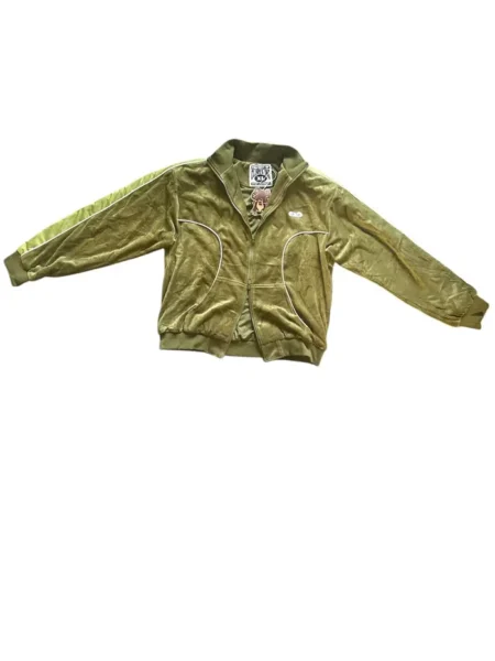 Clint’s inc, green velour zip-up jacket