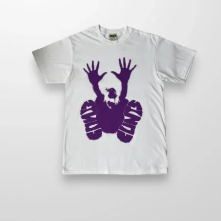 Clints 3rd Anniversary Stencil T-Shirt In White & Purple