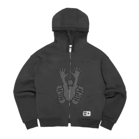 Contrast Stencil Hoodie- Smoke Grey