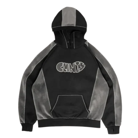 Fleece Panel Hoodie- Black